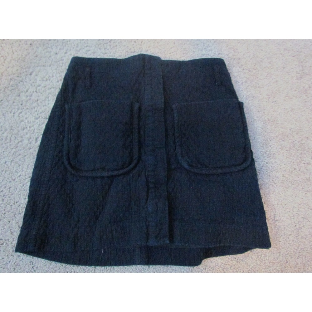 rag & bone Mini Skirt Size 4 Navy Blue Textured Front Pocket Casual Contemporary